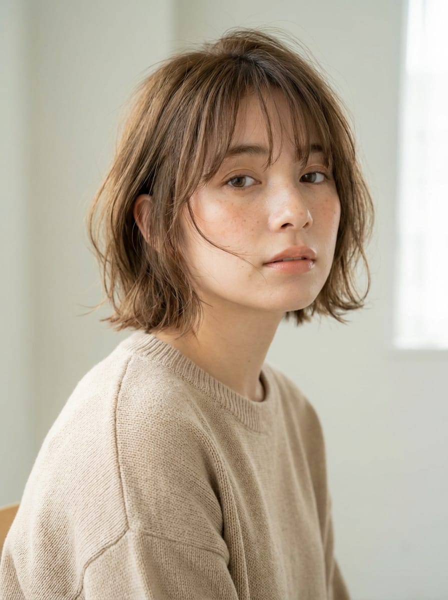 Kurzer Bob mit soften Curtain Bangs - Freche kurze Bob Frisuren
